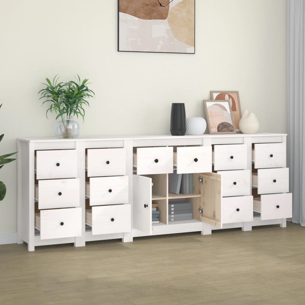 vidaXL Dressoir 230x35x80 cm massief grenenhout zwart - Aashly