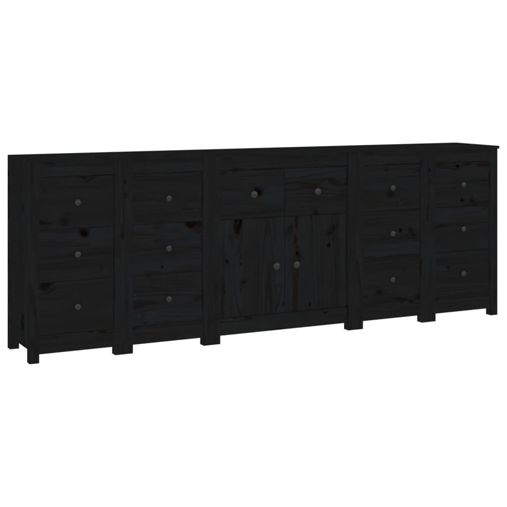 vidaXL Dressoir 230x35x80 cm massief grenenhout zwart - Aashly
