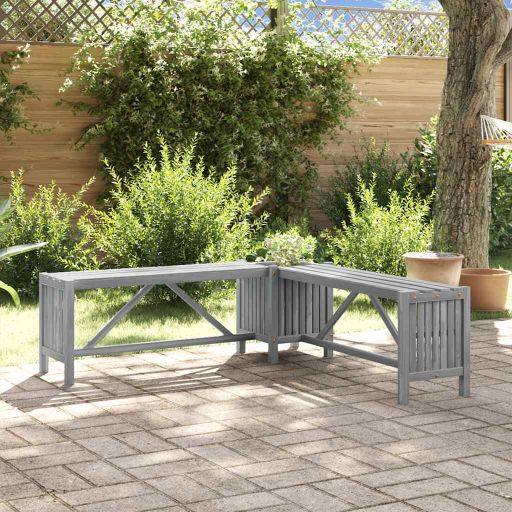 vidaXL Tuinbank met 2 bloembakken 150x30x40 cm massief acaciahout - Aashly