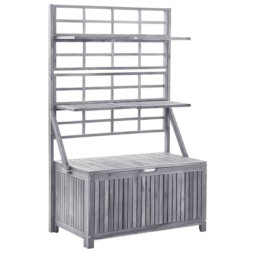 vidaXL Opbergbox met latwerk 99x55x160 cm massief acaciahout grijs - Aashly