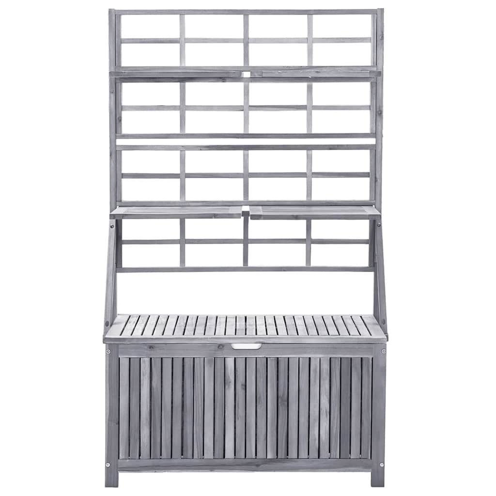 vidaXL Opbergbox met latwerk 99x55x160 cm massief acaciahout grijs - Aashly
