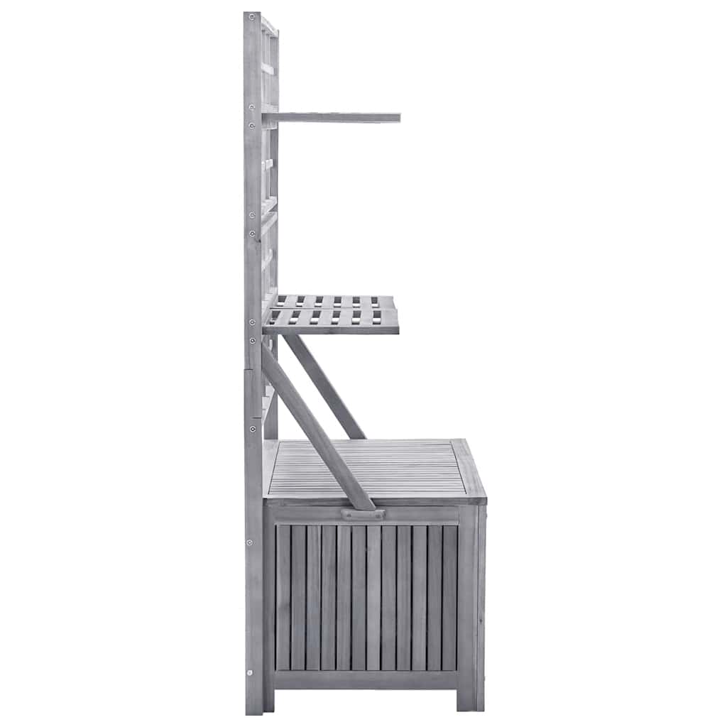 vidaXL Opbergbox met latwerk 99x55x160 cm massief acaciahout grijs - Aashly