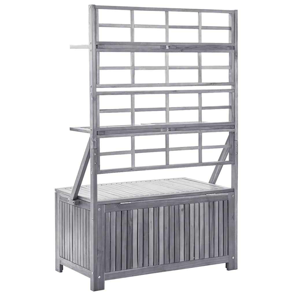 vidaXL Opbergbox met latwerk 99x55x160 cm massief acaciahout grijs - Aashly