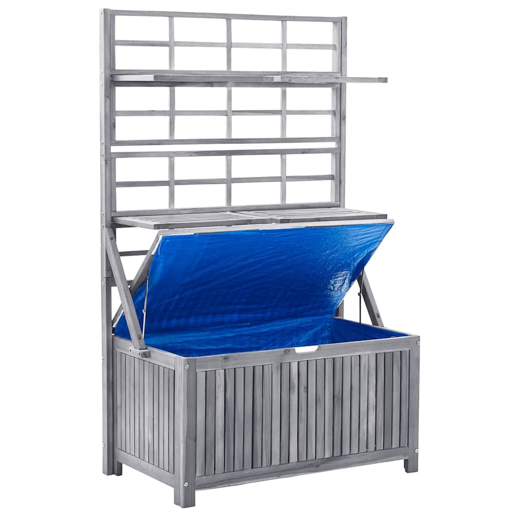 vidaXL Opbergbox met latwerk 99x55x160 cm massief acaciahout grijs - Aashly