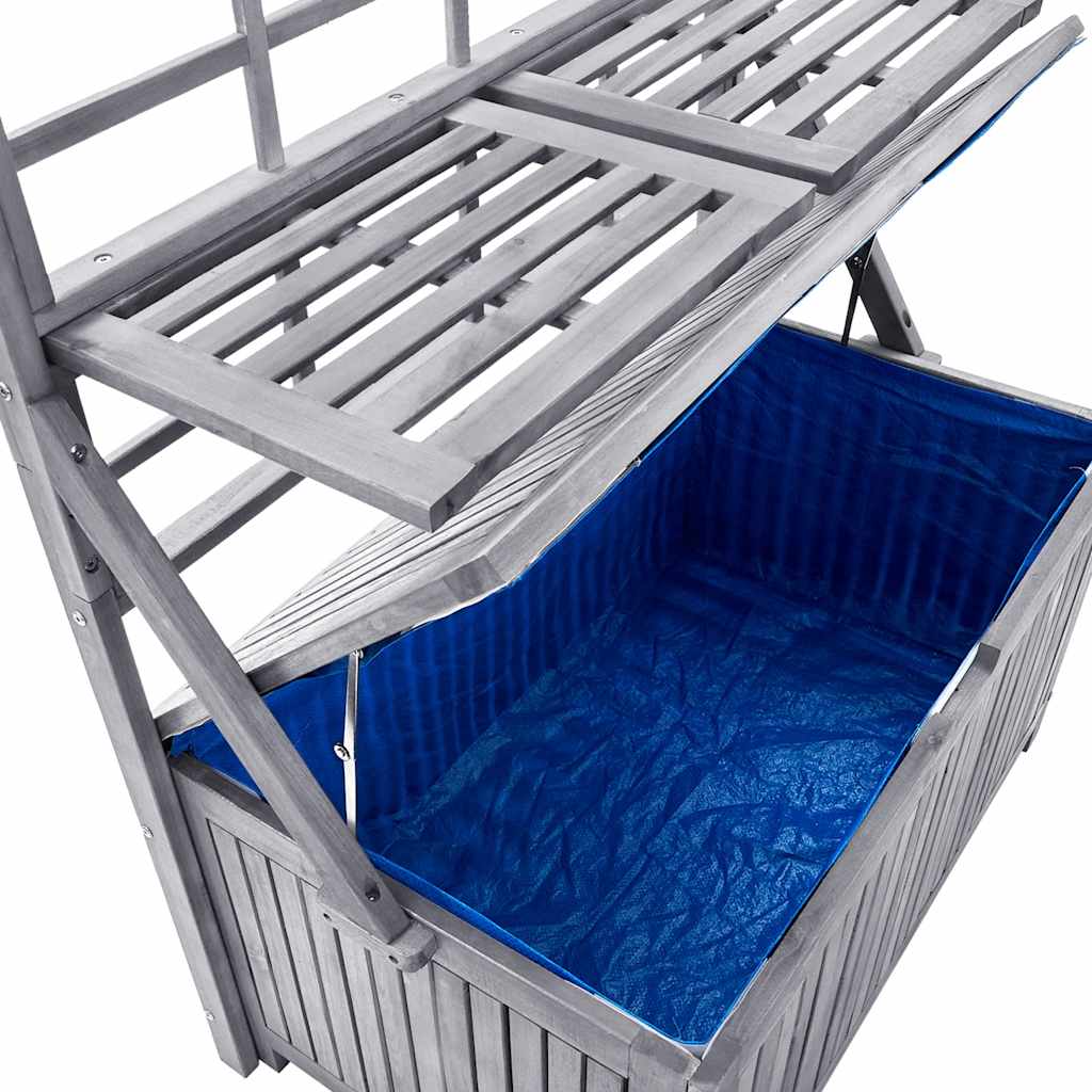 vidaXL Opbergbox met latwerk 99x55x160 cm massief acaciahout grijs - Aashly
