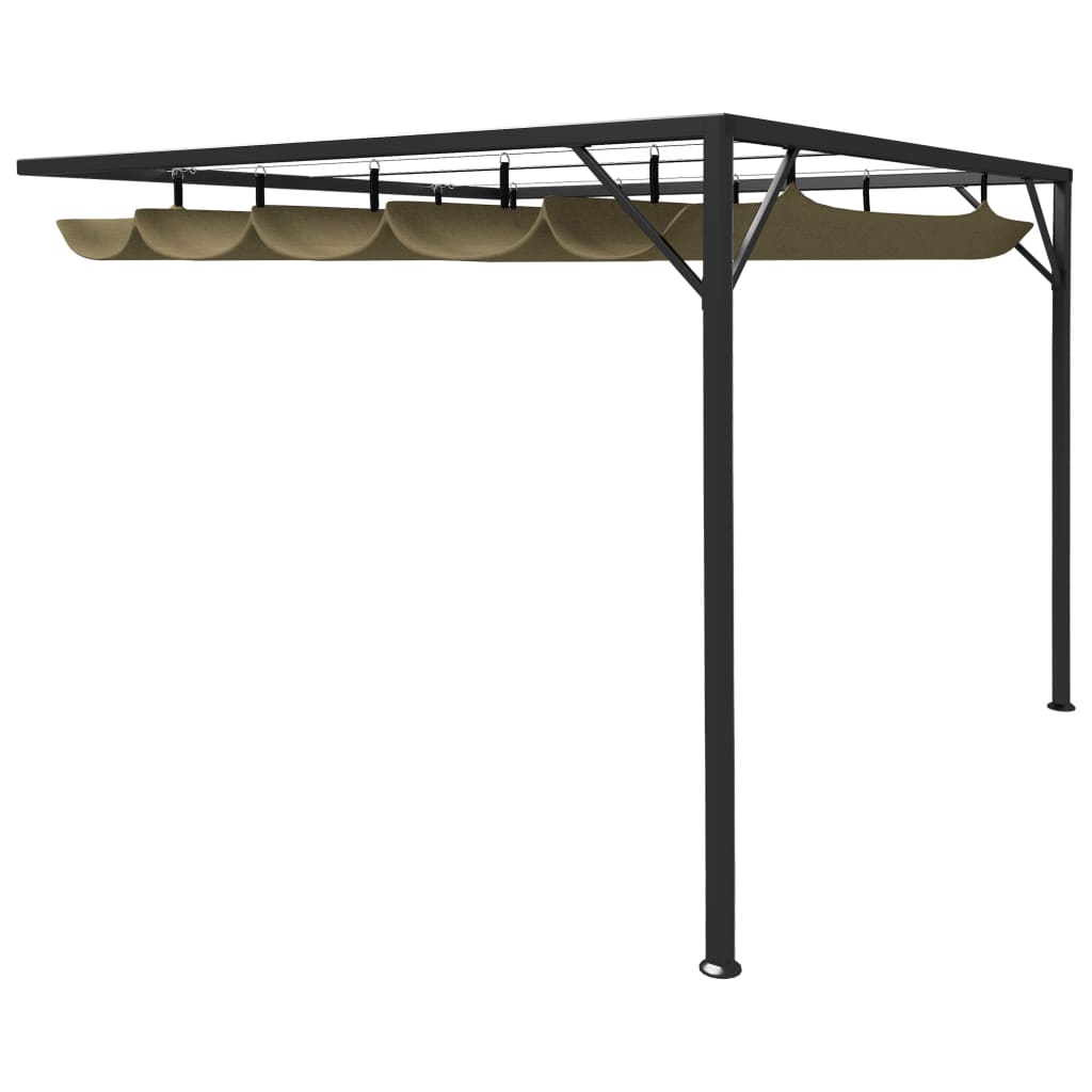 vidaXL Wall-Mounted Pergola with Retractable Roof 3x3x2.3 m