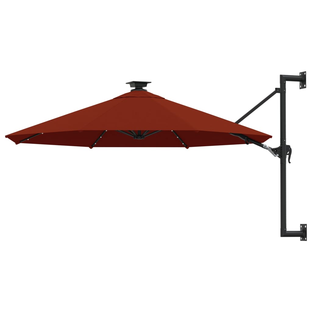 vidaXL Wandparasol met LED's 300 cm terracottakleurig - Aashly