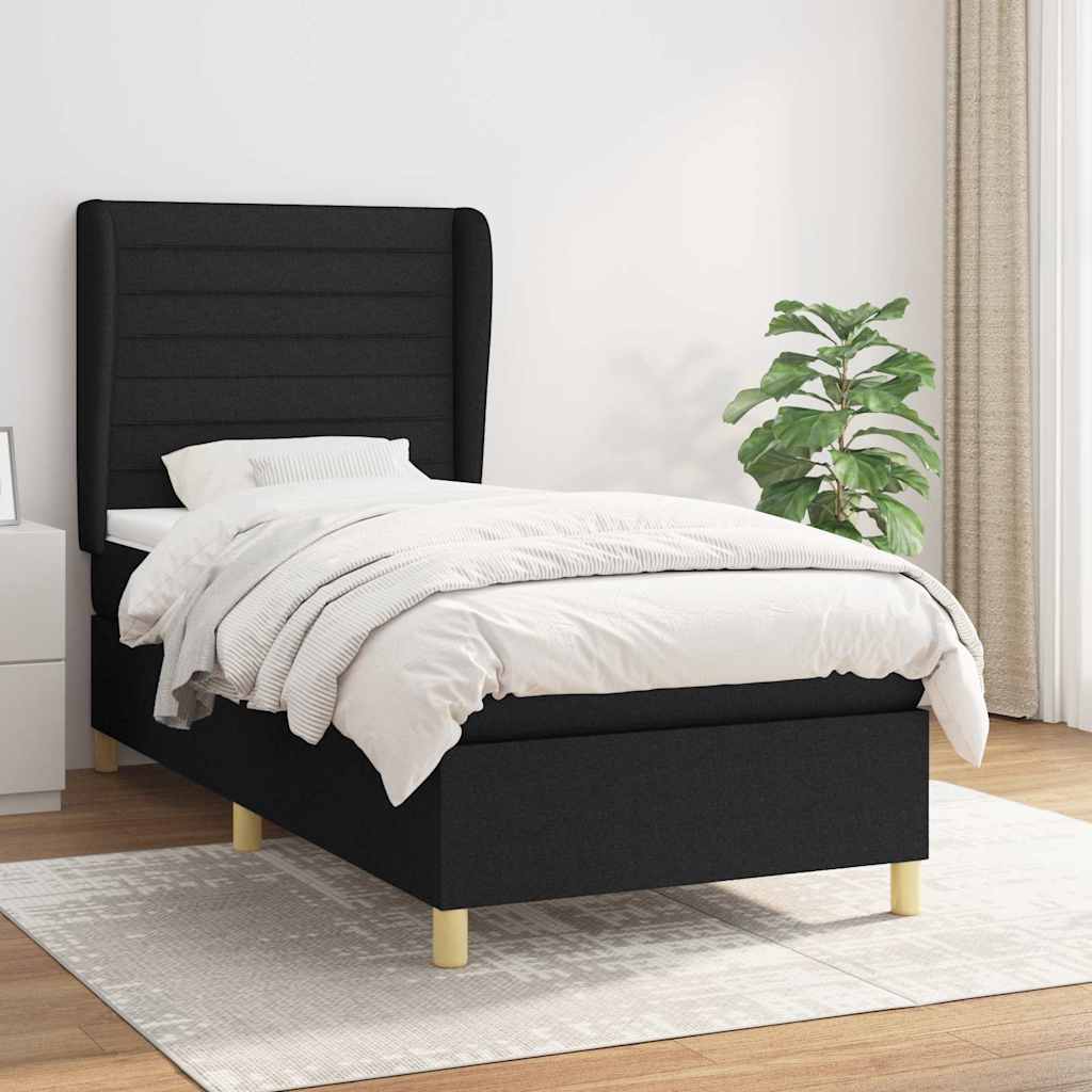 vidaXL Boxspring met matras stof donkergrijs 80x200 cm