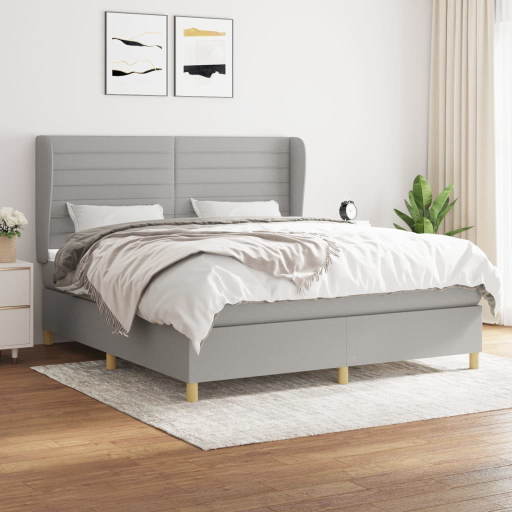 vidaXL Boxspring met matras stof donkergrijs 80x200 cm