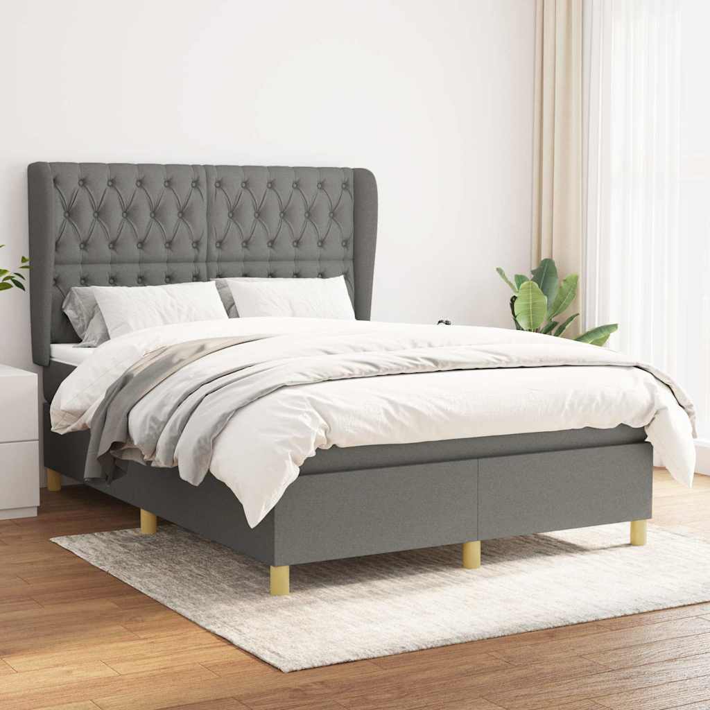 vidaXL Boxspring met matras stof donkergrijs 80x200 cm