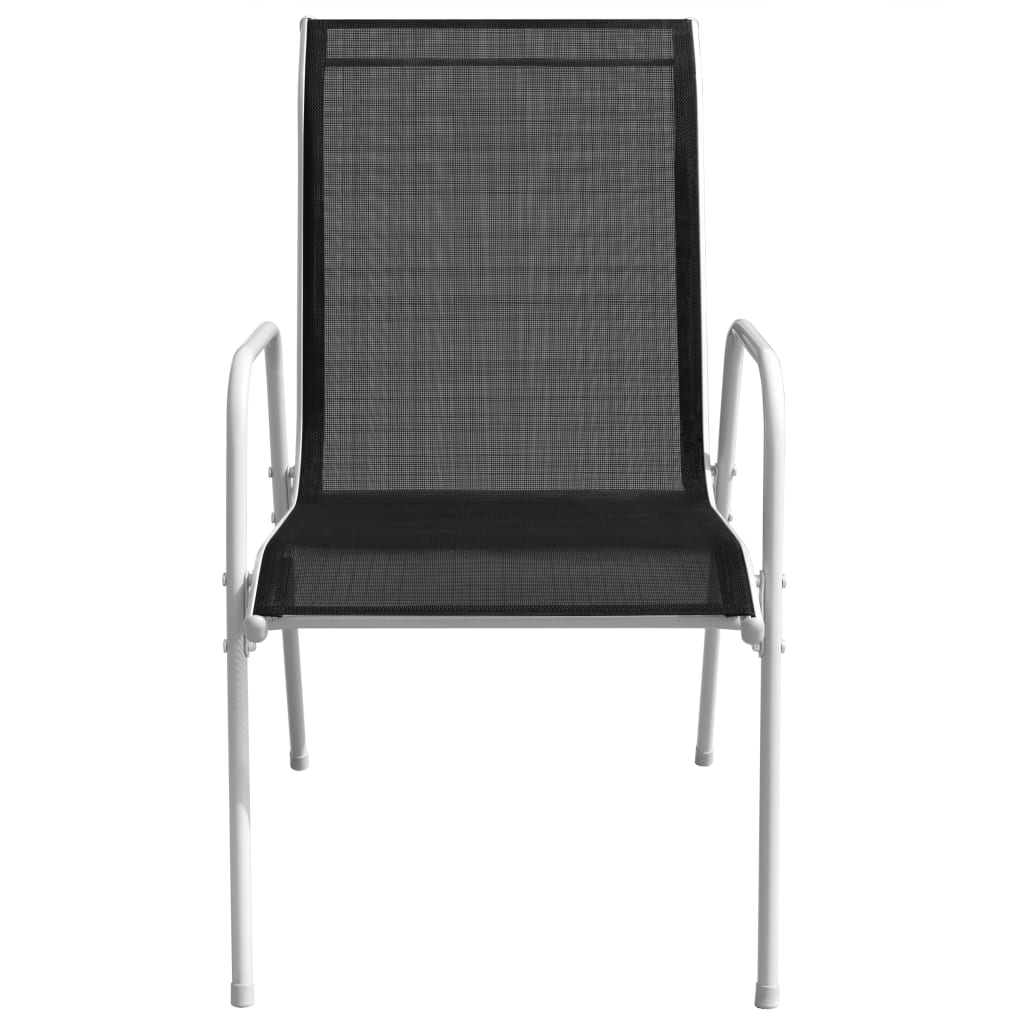 vidaXL Tuinstoelen stapelbaar 2 st staal en textileen zwart - Aashly