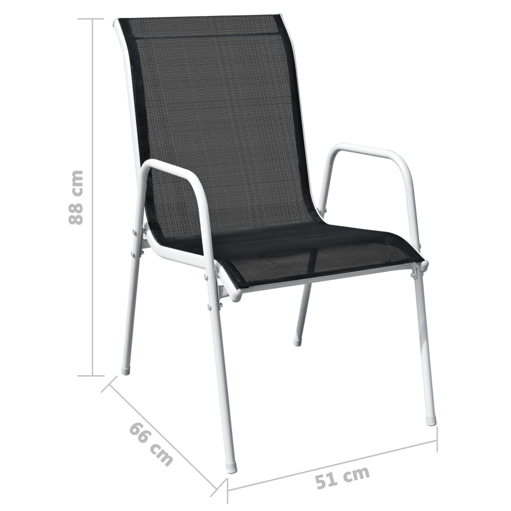 vidaXL Tuinstoelen stapelbaar 2 st staal en textileen zwart - Aashly