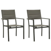 vidaXL Tuinstoelen 2 st textileen en staal grijs en antracietkleurig - Aashly