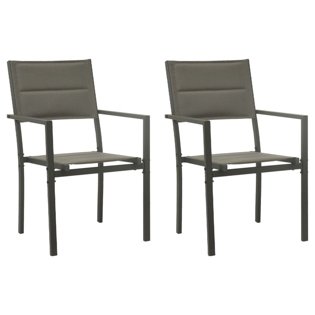 vidaXL Tuinstoelen 2 st textileen en staal grijs en antracietkleurig - Aashly
