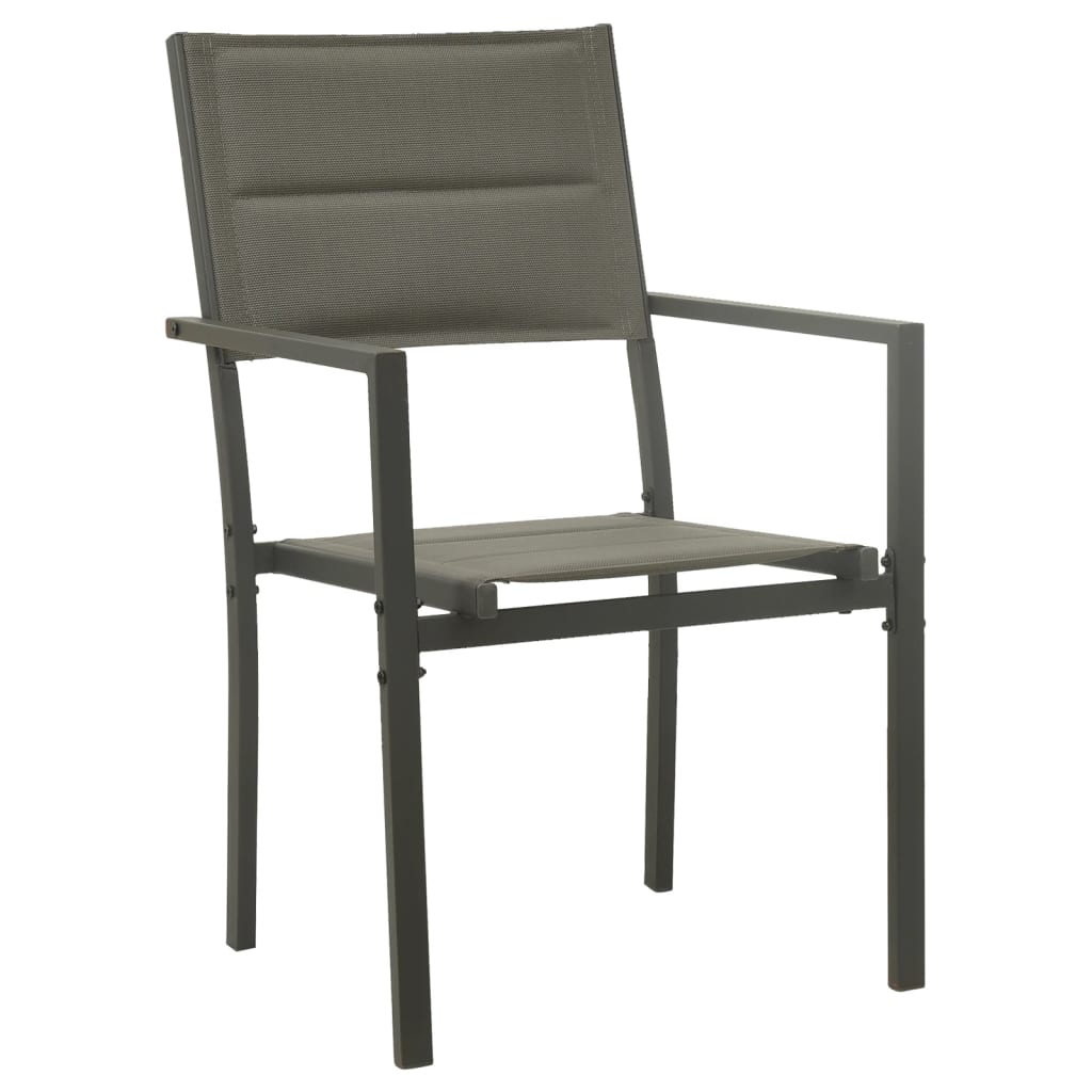 vidaXL Tuinstoelen 2 st textileen en staal grijs en antracietkleurig - Aashly