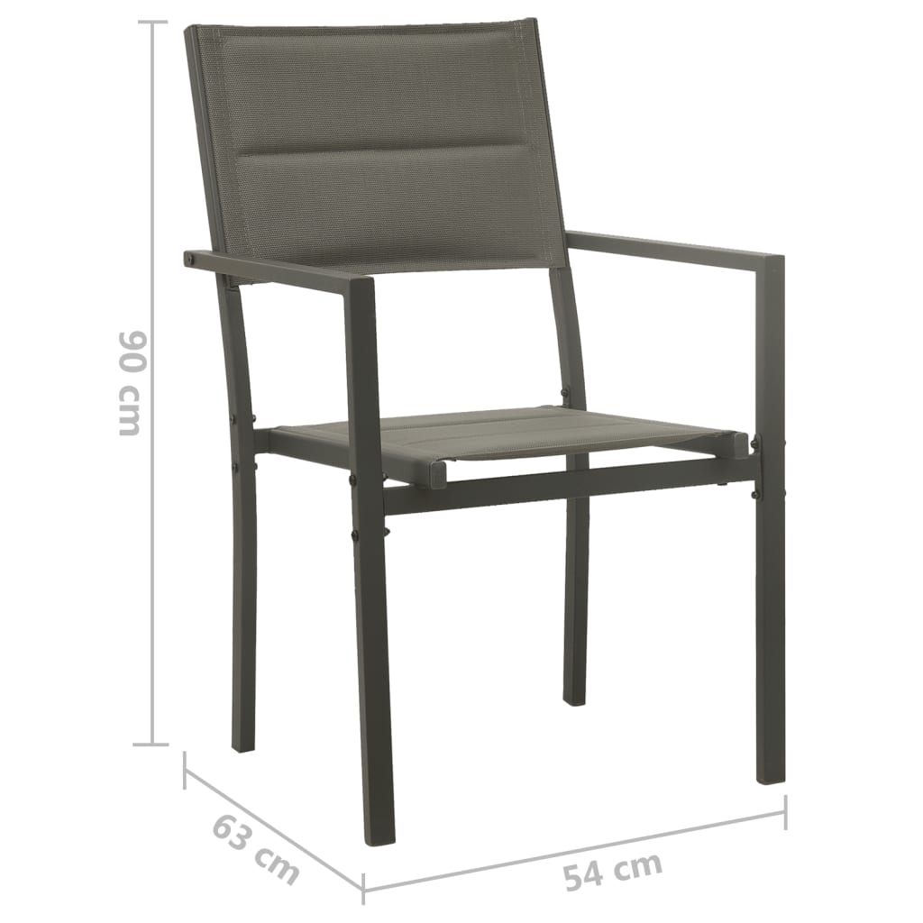 vidaXL Tuinstoelen 2 st textileen en staal grijs en antracietkleurig - Aashly