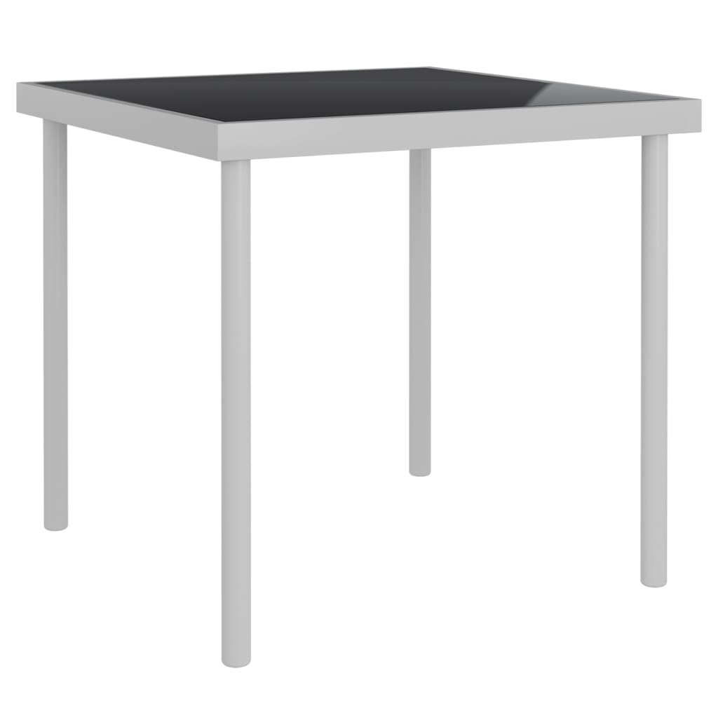 vidaXL Tuintafel 80x80x72 cm glas en staal antracietkleurig