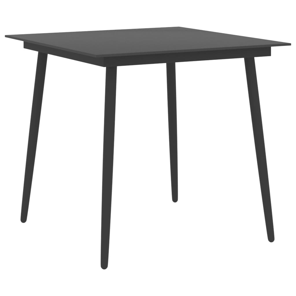 vidaXL Tuintafel 80x80x74 cm staal en glas zwart - Aashly