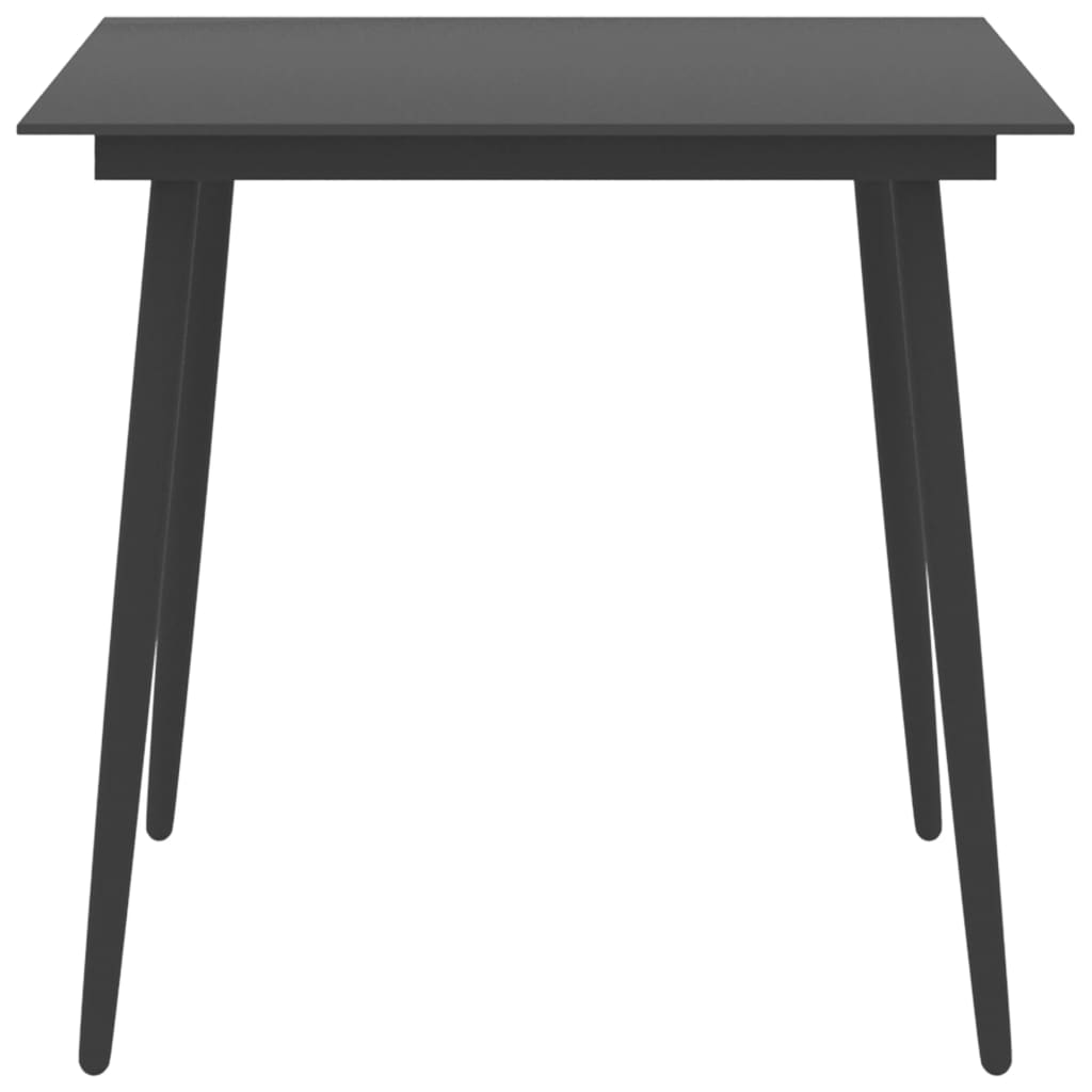vidaXL Tuintafel 80x80x74 cm staal en glas zwart - Aashly