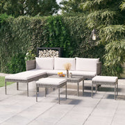 vidaXL 6-Piece Lounge Set with Cushions Poly Rattan Black
