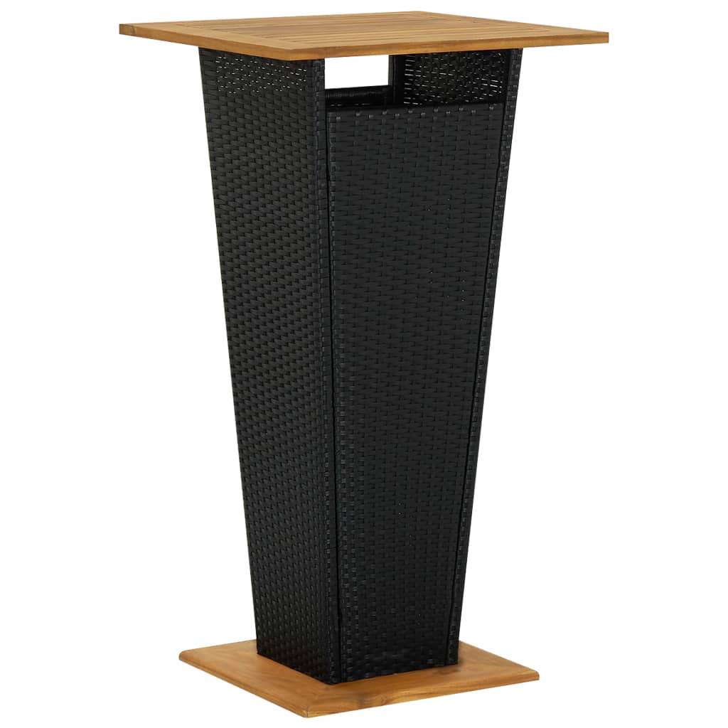 vidaXL Bartafel 60x60x110 cm poly rattan en massief acaciahout grijs - Aashly