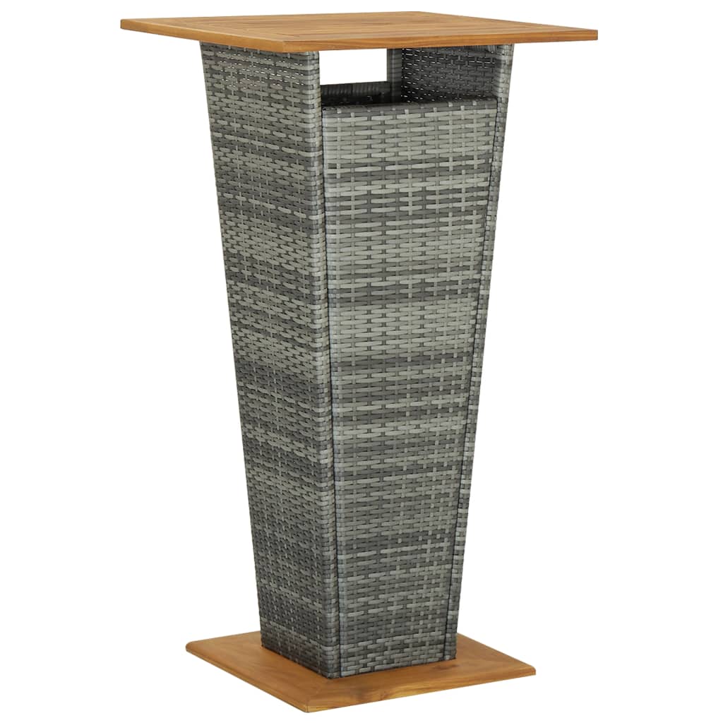 vidaXL Bartafel 60x60x110 cm poly rattan en massief acaciahout grijs - Aashly