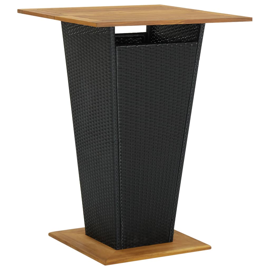 vidaXL Bartafel 60x60x110 cm poly rattan en massief acaciahout grijs - Aashly