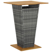 vidaXL Bartafel 60x60x110 cm poly rattan en massief acaciahout grijs - Aashly
