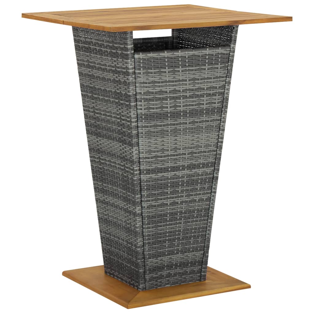 vidaXL Bartafel 60x60x110 cm poly rattan en massief acaciahout grijs - Aashly