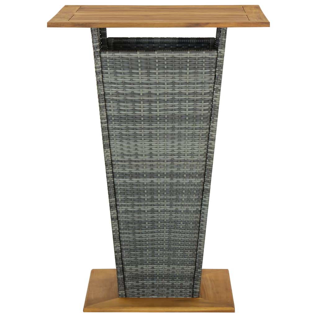 vidaXL Bartafel 60x60x110 cm poly rattan en massief acaciahout grijs - Aashly