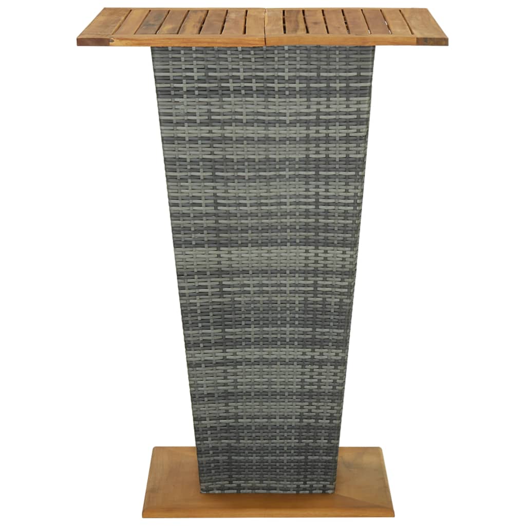 vidaXL Bartafel 60x60x110 cm poly rattan en massief acaciahout grijs - Aashly