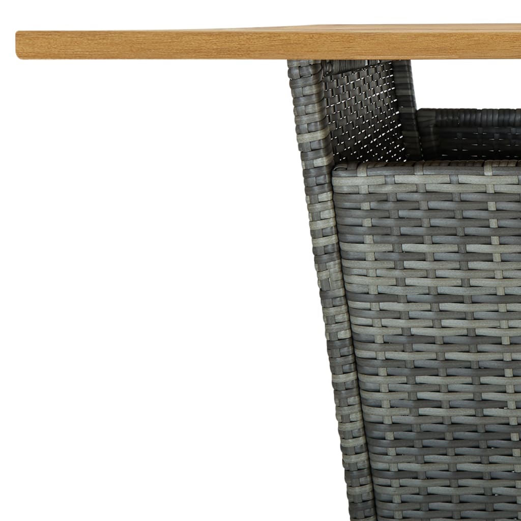 vidaXL Bartafel 60x60x110 cm poly rattan en massief acaciahout grijs - Aashly