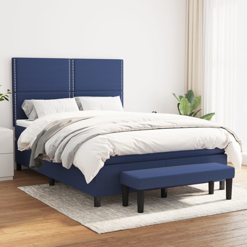 vidaXL Boxspring met matras stof crèmekleurig 140x200 cm