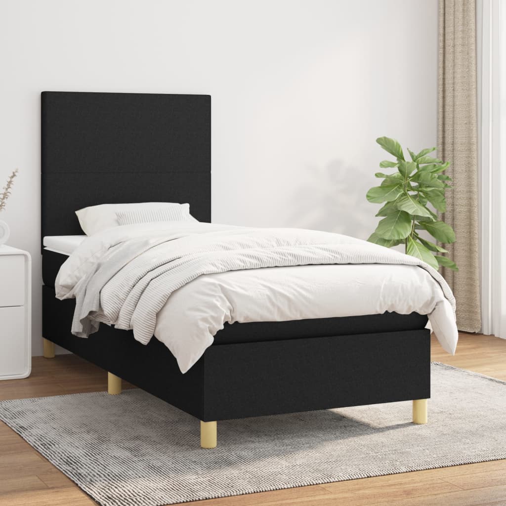 vidaXL Boxspring met matras stof donkerbruin 100x200 cm