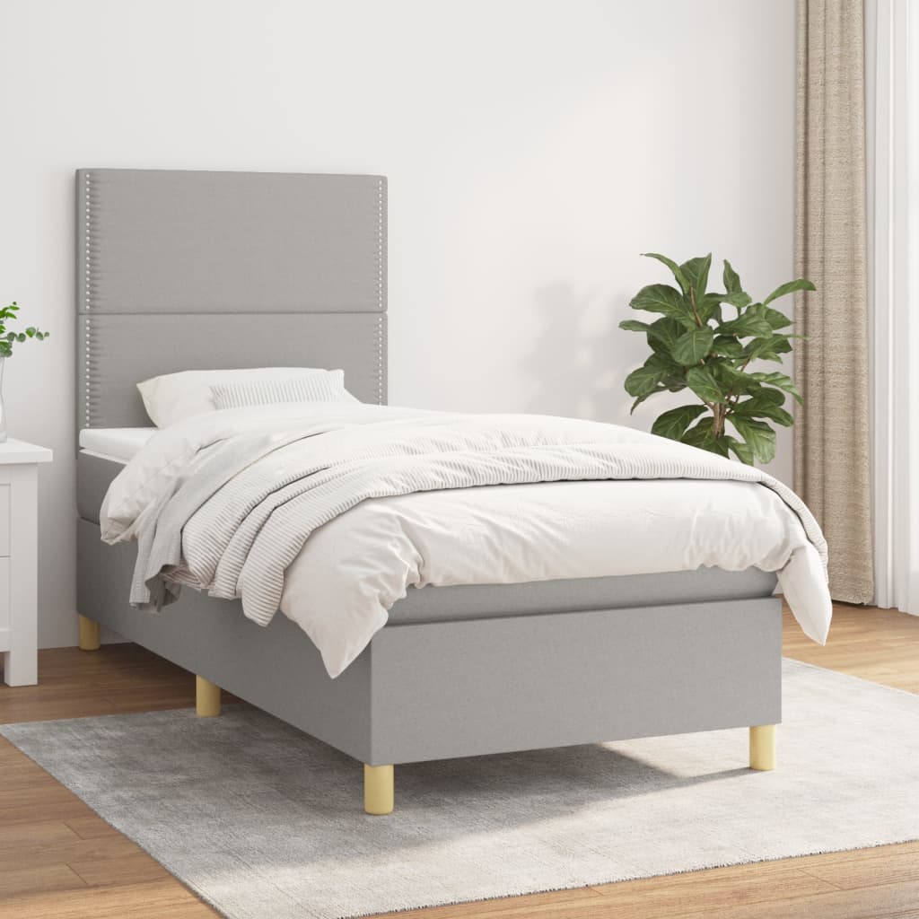 vidaXL Boxspring met matras stof donkerbruin 100x200 cm
