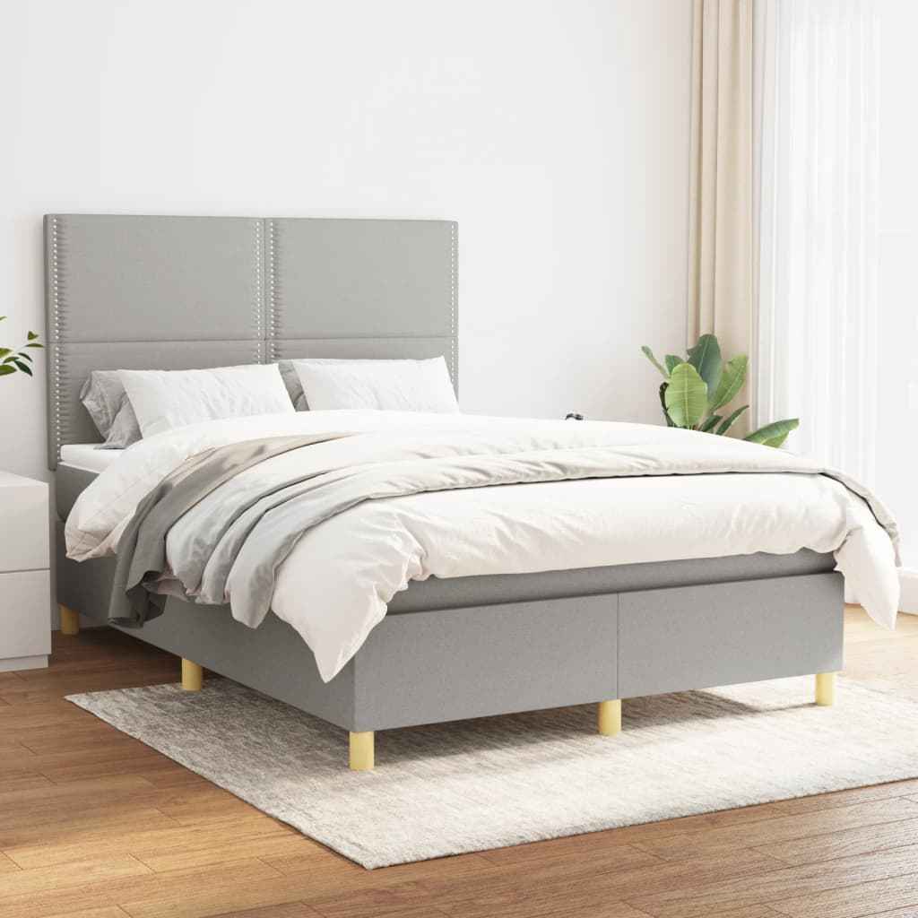 vidaXL Boxspring met matras stof donkerbruin 100x200 cm