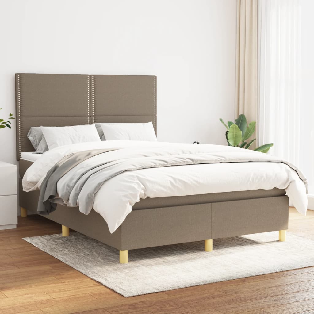 vidaXL Boxspring met matras stof donkerbruin 100x200 cm