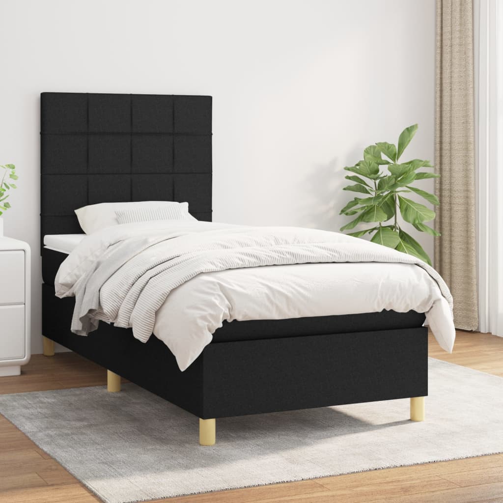vidaXL Boxspring met matras stof donkerbruin 100x200 cm