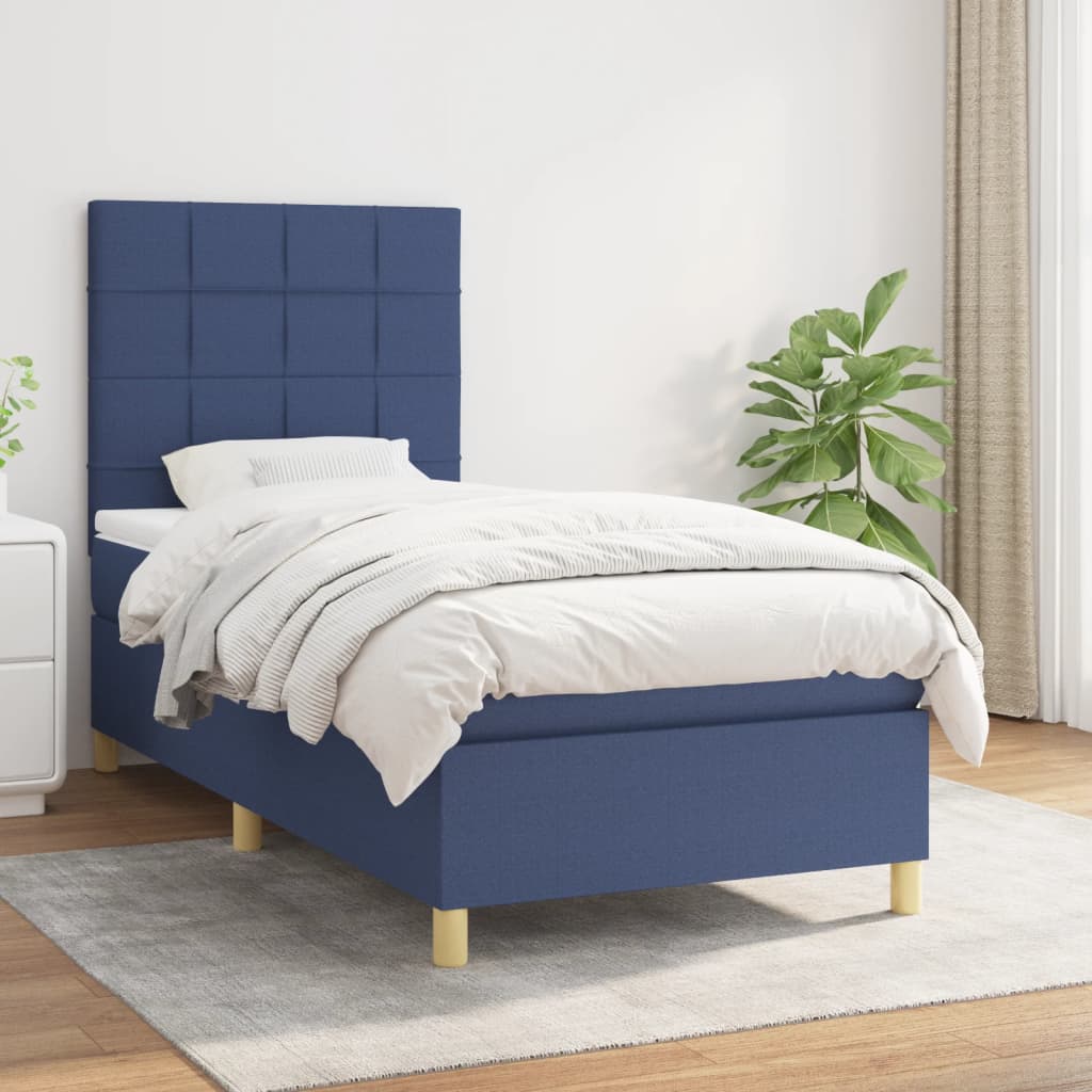 vidaXL Boxspring met matras stof donkerbruin 100x200 cm