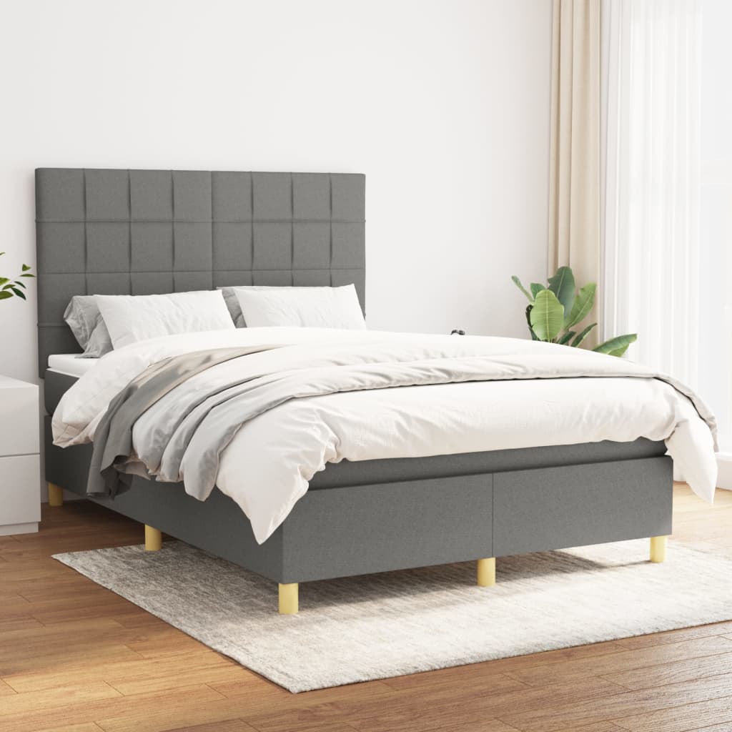 vidaXL Boxspring met matras stof donkerbruin 100x200 cm