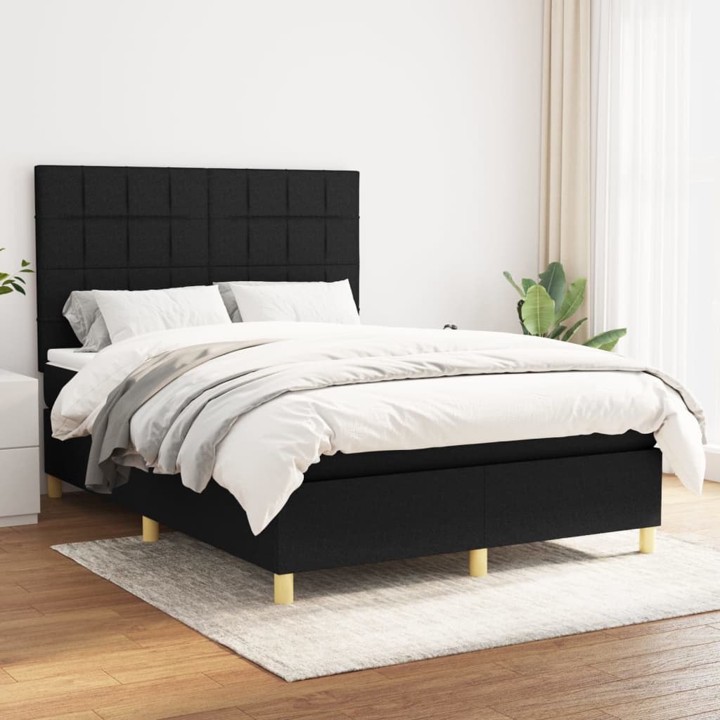 vidaXL Boxspring met matras stof donkerbruin 100x200 cm
