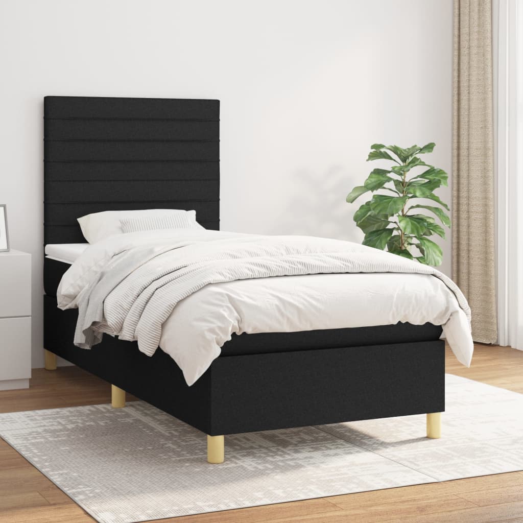 vidaXL Boxspring met matras stof donkerbruin 100x200 cm