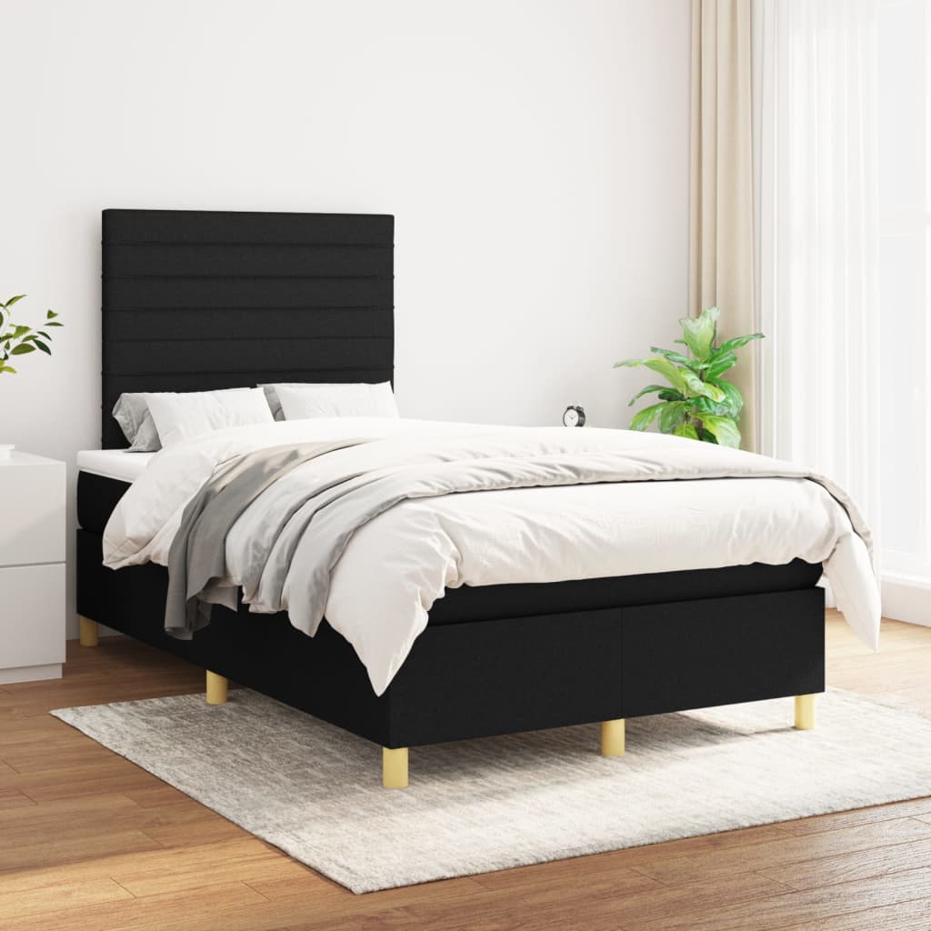 vidaXL Boxspring met matras stof donkerbruin 100x200 cm