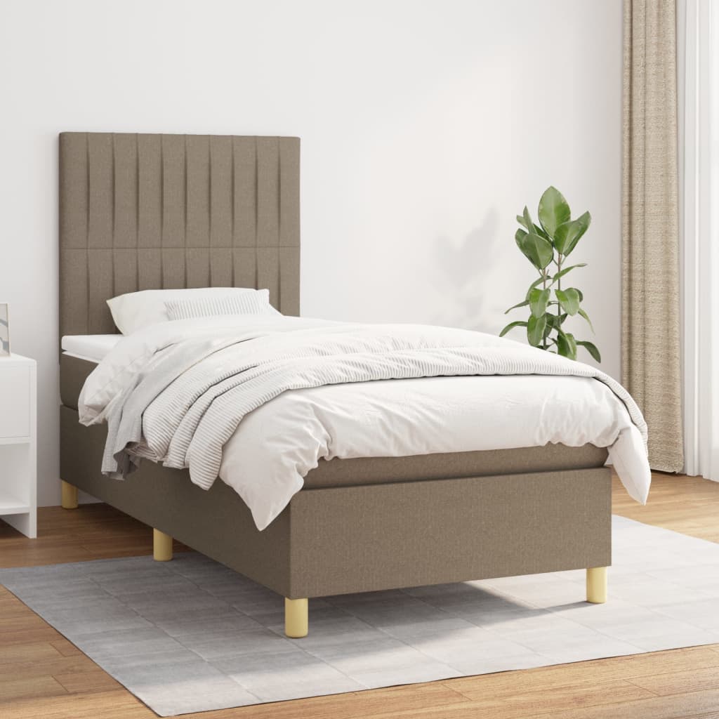 vidaXL Boxspring met matras stof donkerbruin 100x200 cm