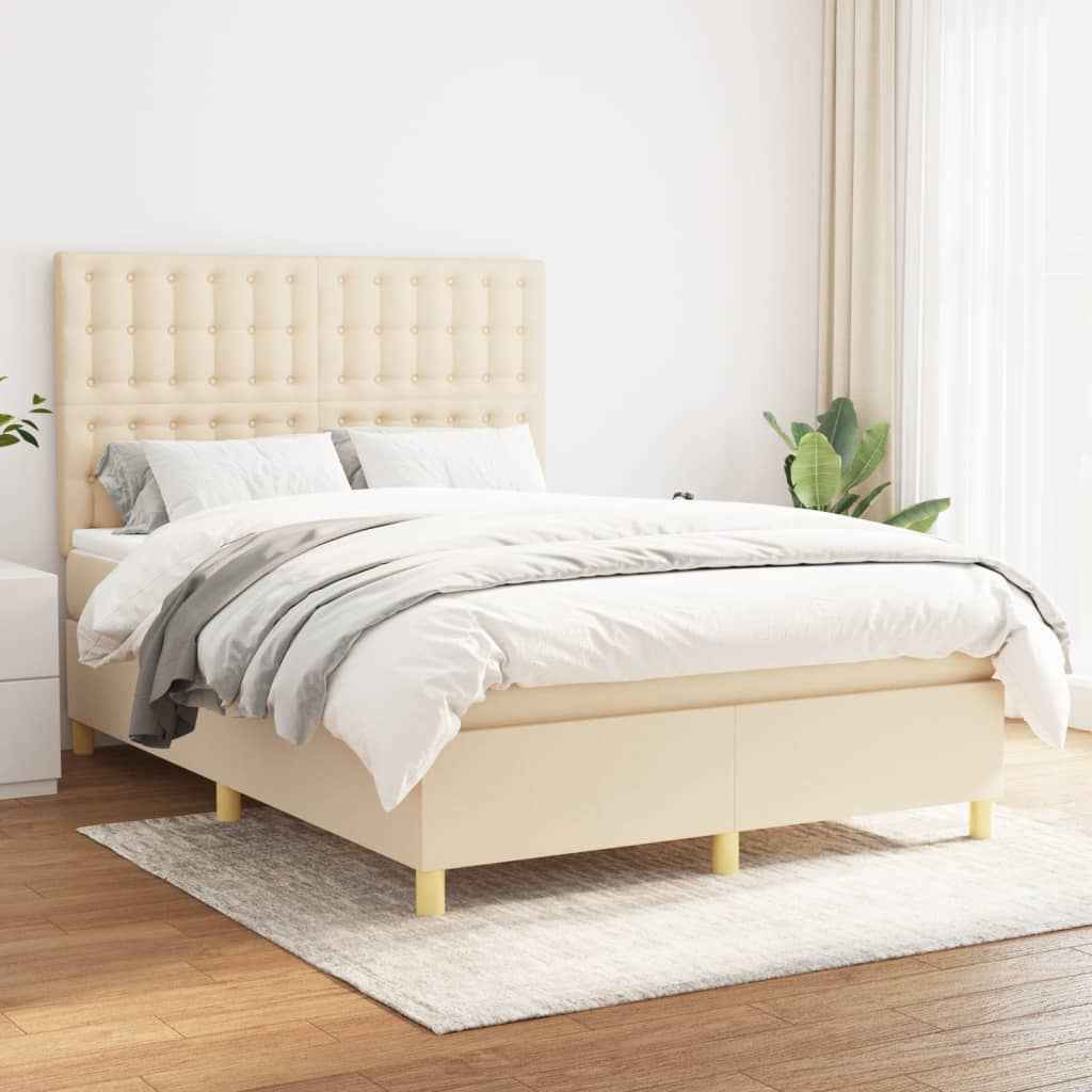 vidaXL Boxspring met matras stof donkerbruin 100x200 cm
