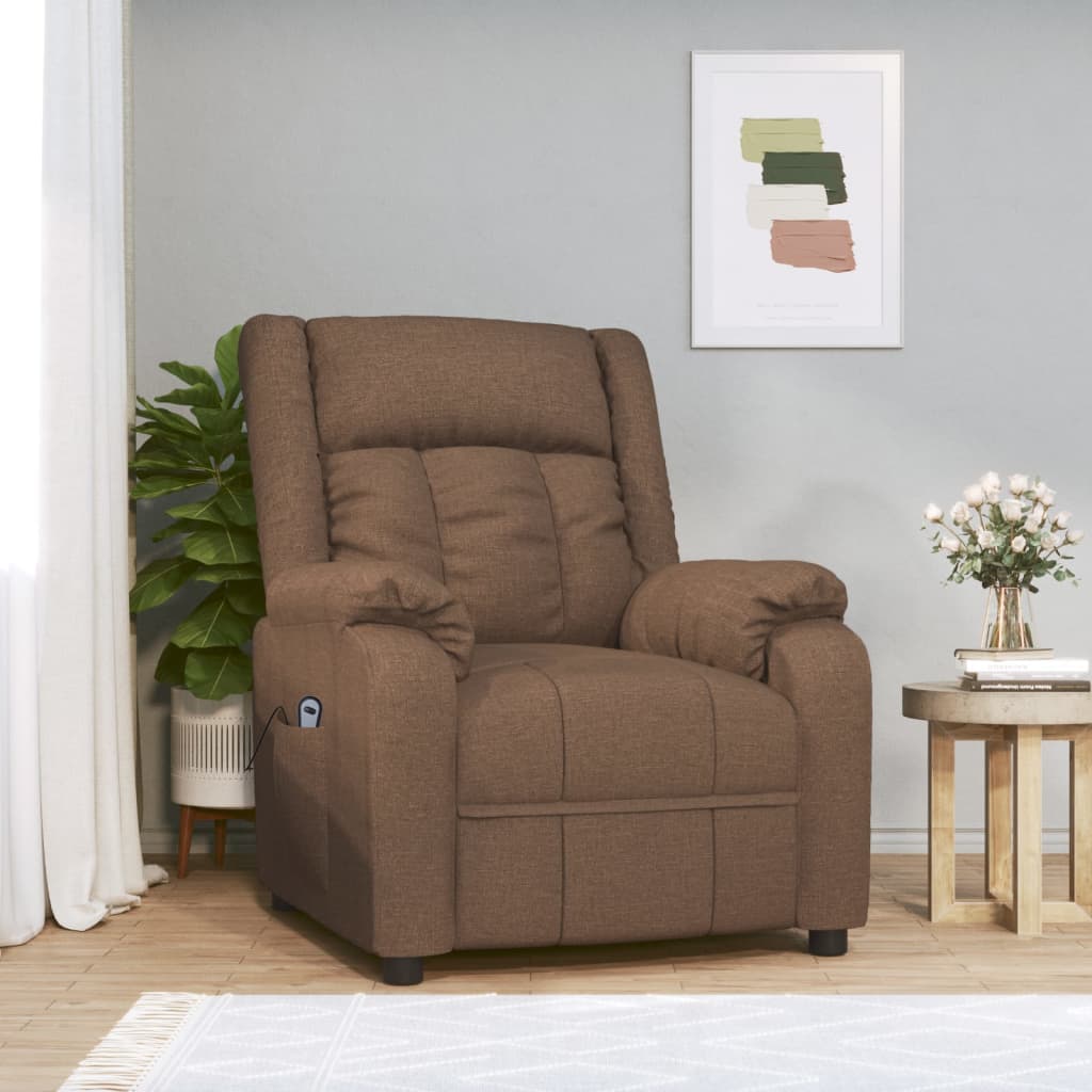 vidaXL Fauteuil verstelbaar elektrisch stof taupe