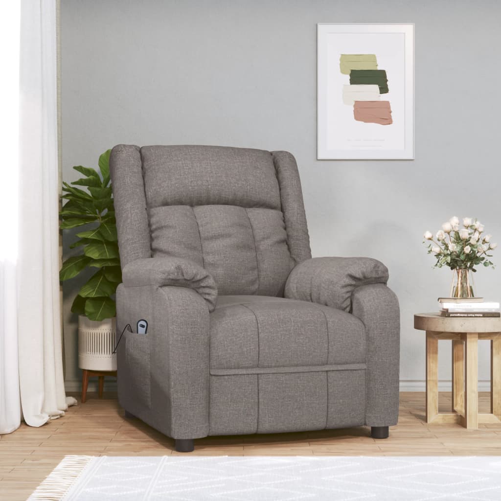 vidaXL Fauteuil verstelbaar elektrisch stof taupe