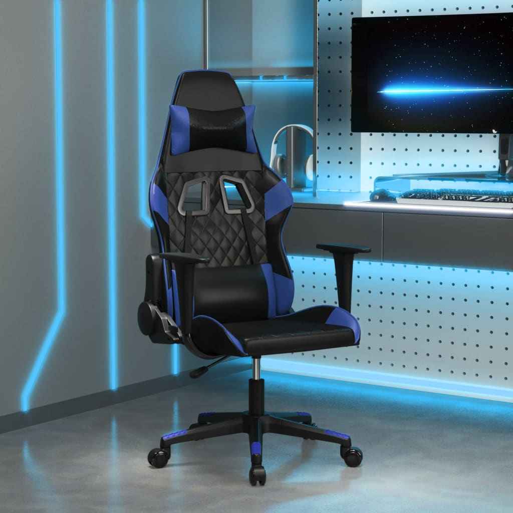 vidaXL Gamestoel met voetensteun kunstleer zwart en goudkleurig