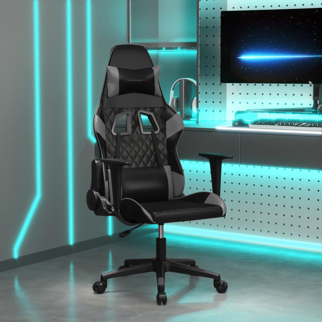 vidaXL Gamestoel met voetensteun kunstleer zwart en goudkleurig
