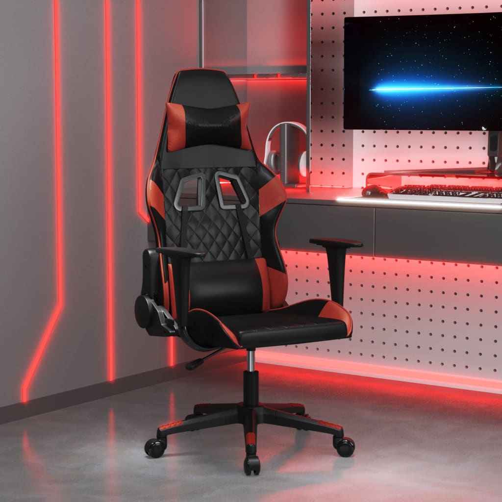 vidaXL Gamestoel met voetensteun kunstleer zwart en goudkleurig